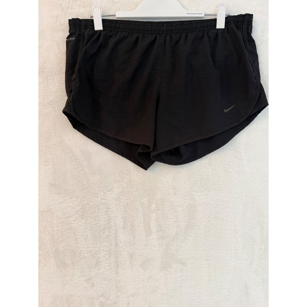 Nike Dri-FIT Running Shorts‎ Womens Large Black 3 Inch Inseam Zip Pocket